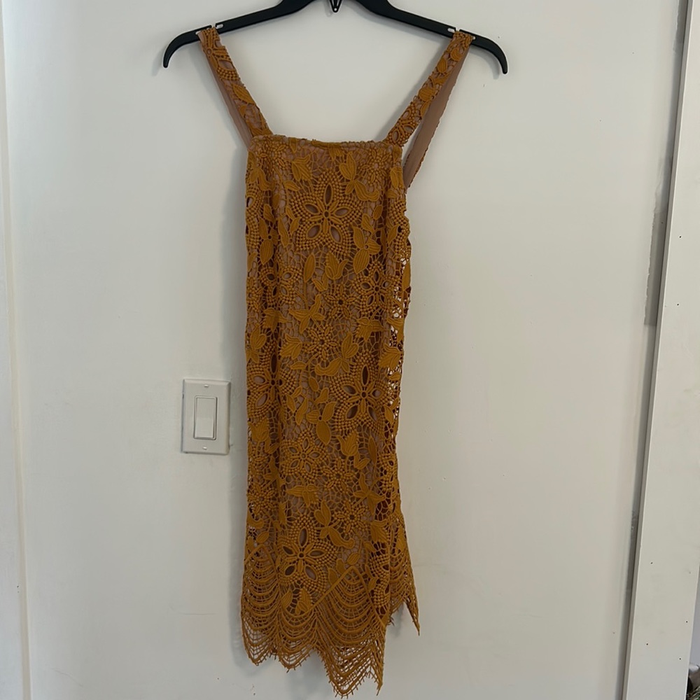 WAYF gold knit midi dress size S NWT